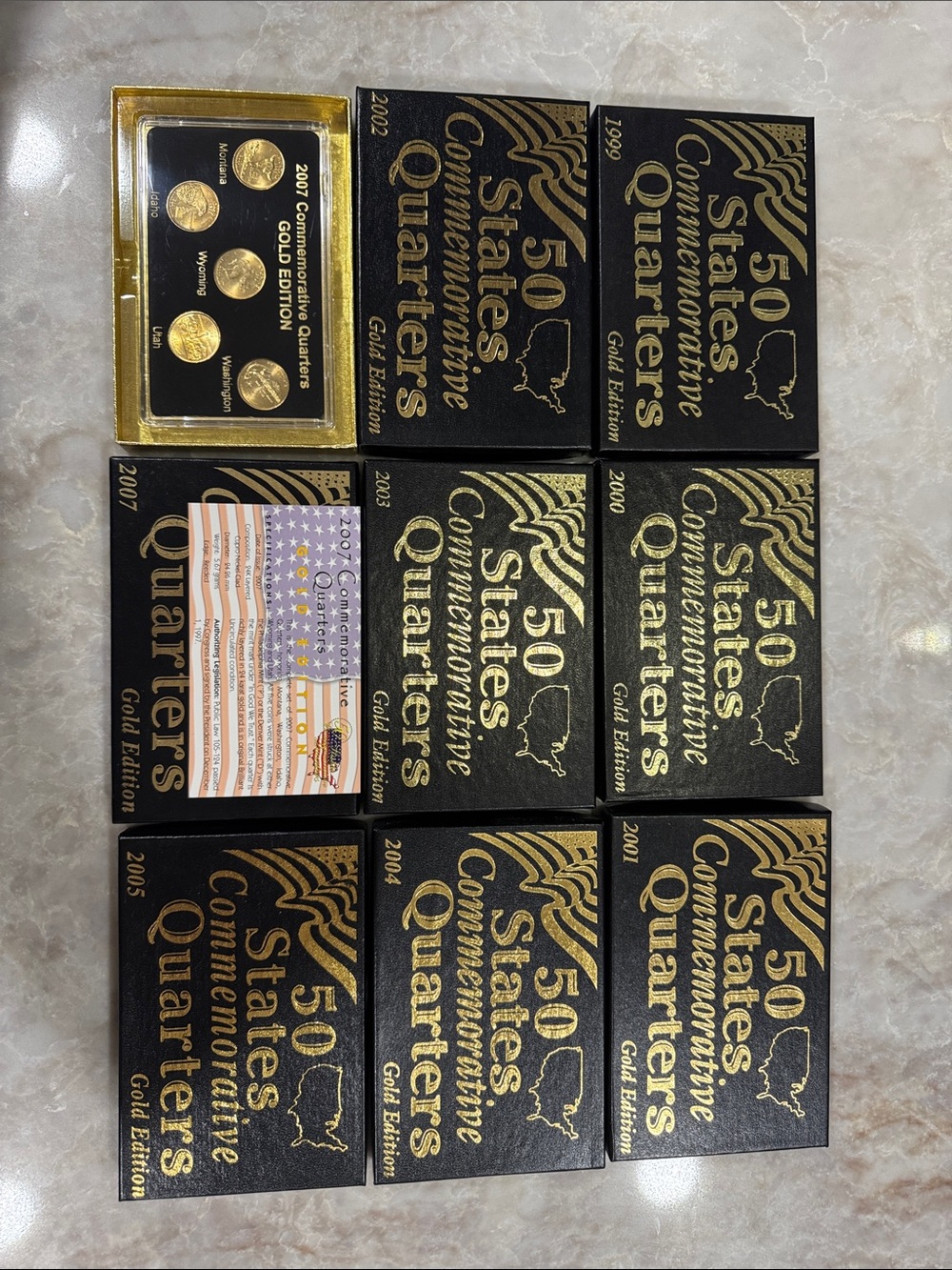 Gold-Accent Commemorative U.S. Quarters Collection - Black & Gold